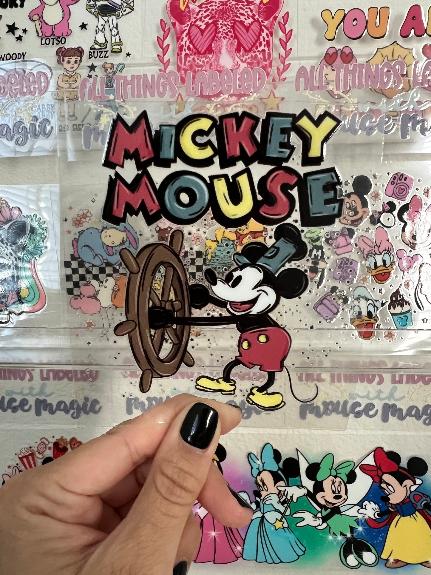 Vintage Steamboat Mickey UV DTF 16 oz Cup Wrap | Disney Inspired Permanent Decal For Hard Surfaces Waterproof