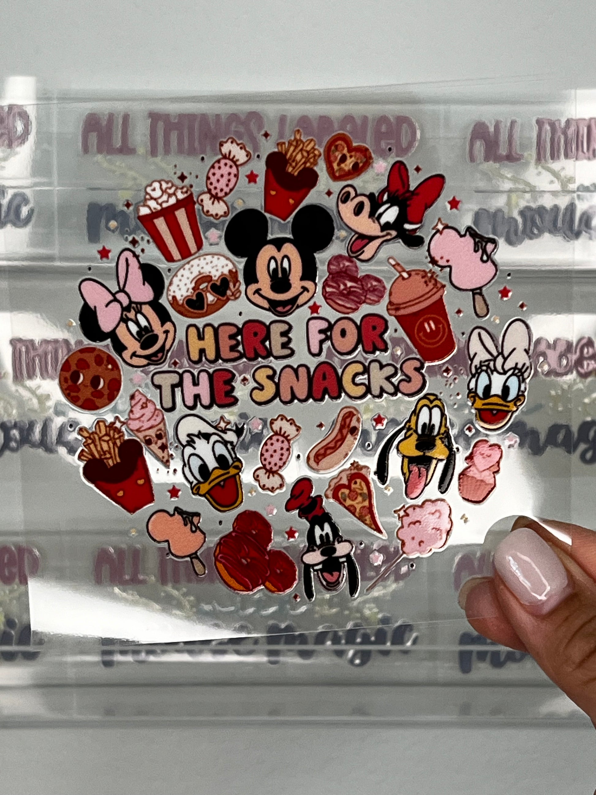 Here For The Snacks Pink UV-DTF Transfer Decal