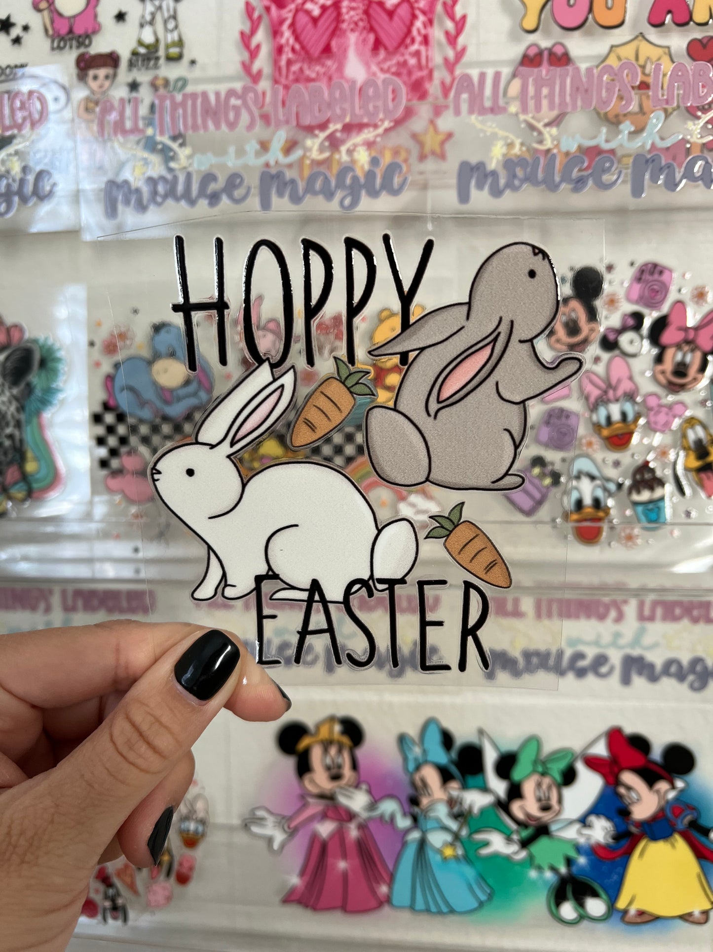 Hoppy Easter UV DTF Carrot Bunny Basket Decal | Ready to Apply 16 oz Libby Sticker Permanent Waterproof