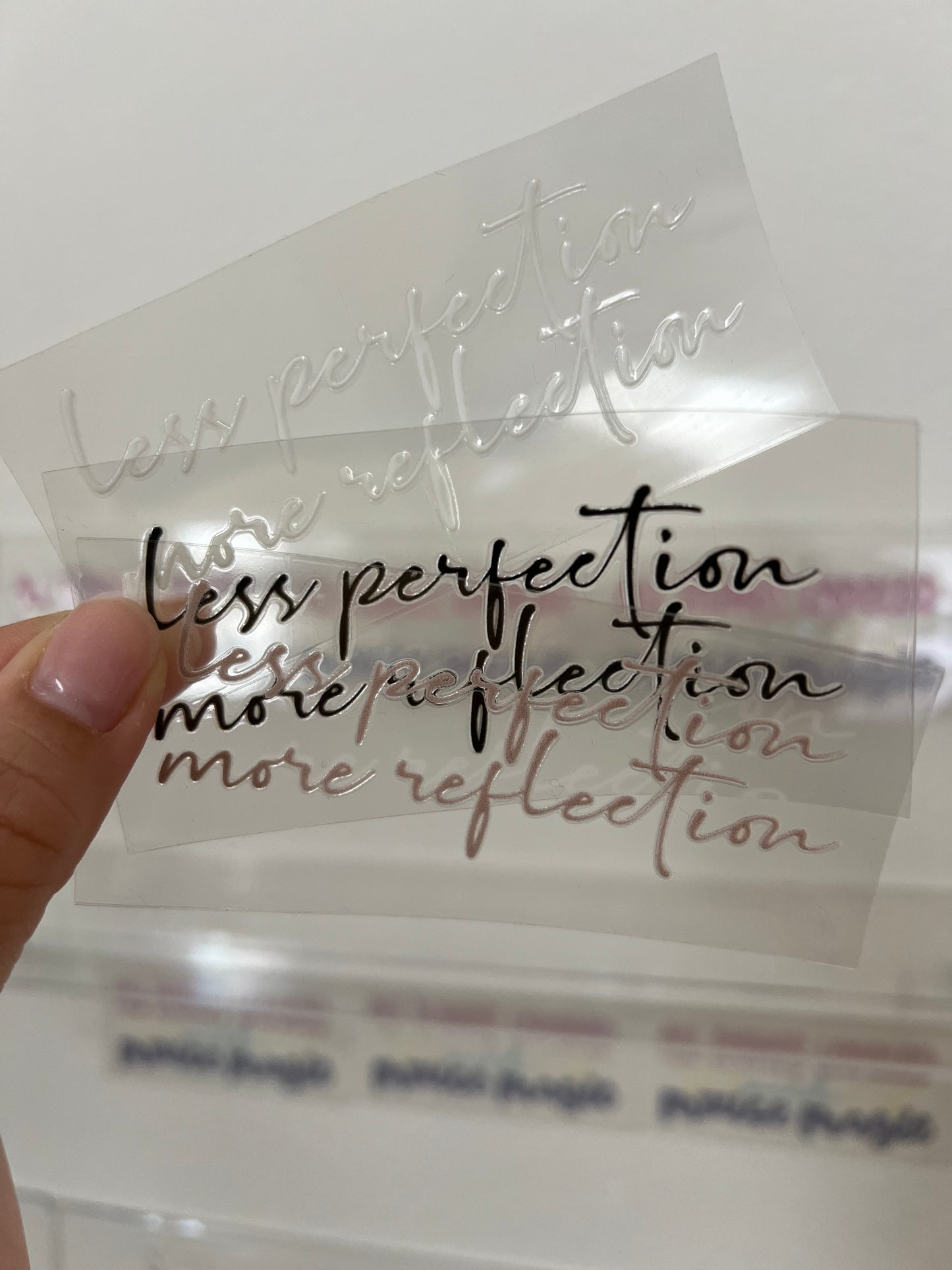 Less Perfection More Reflection UV DTF Decal Inspirational Tumbler Ready to Apply Permanent Waterproof Mental Health Mirror Decal