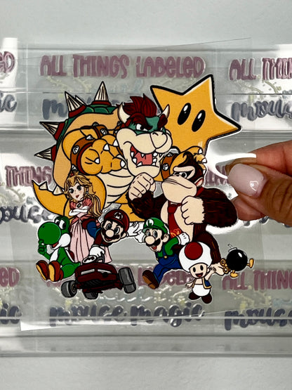 Mario and Friends Bros UV DTF Super Mario Inspired Decal Bros Sticker | Ready to Apply Super Bro Libby Cup Wrap