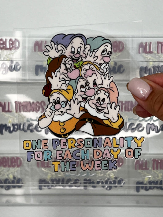 One Personality for Each Day UV DTF Decal Disney Inspired Snow White | Ready to Apply Permanent Waterproof Funny Libby Glass Wrap