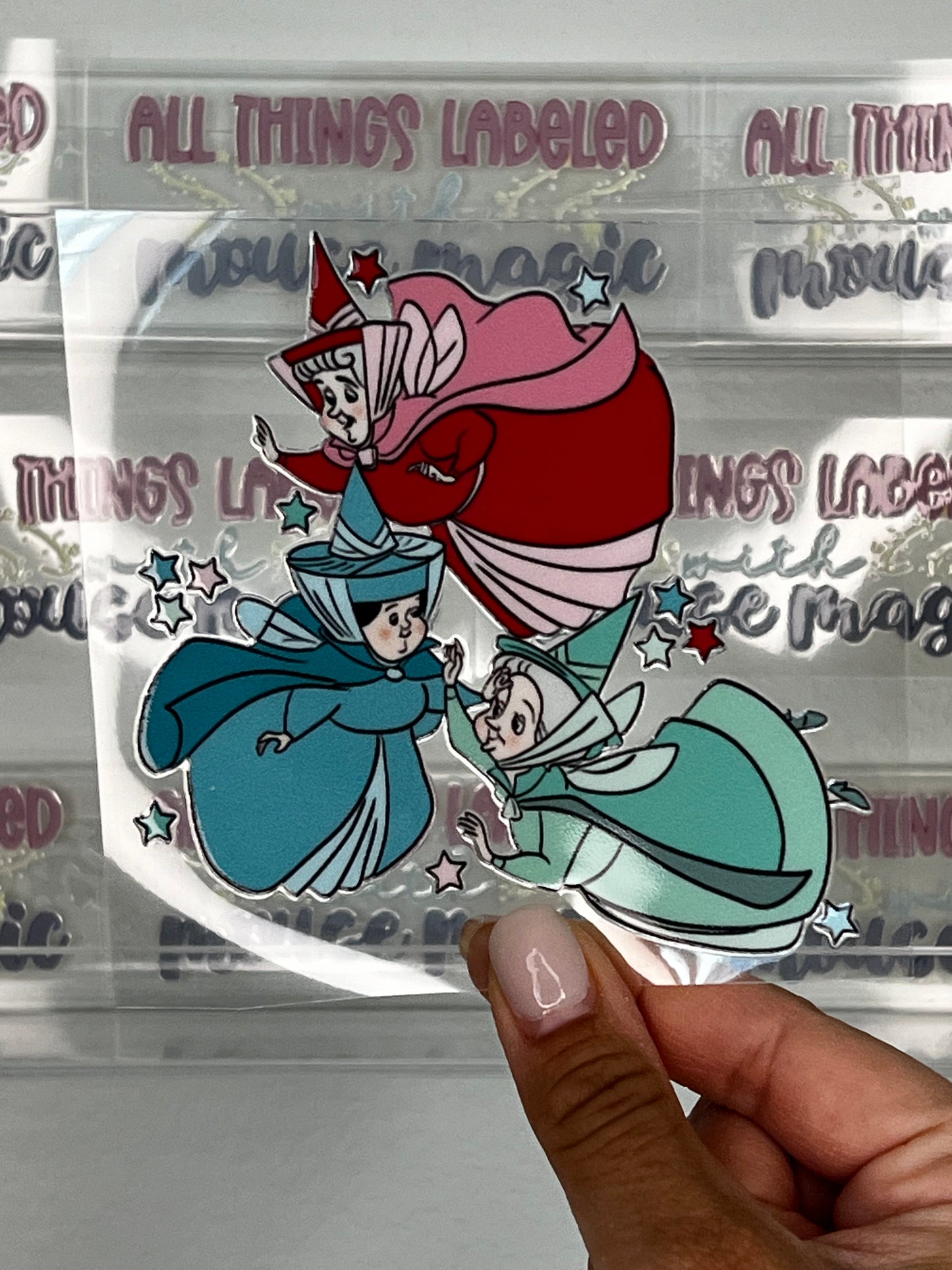 Fairy Godmothers UV DTF Disney Inspired Flora Decal Fauna Sticker Merryweather | Ready to Apply Sleeping Beauty Libby Cup Transfer