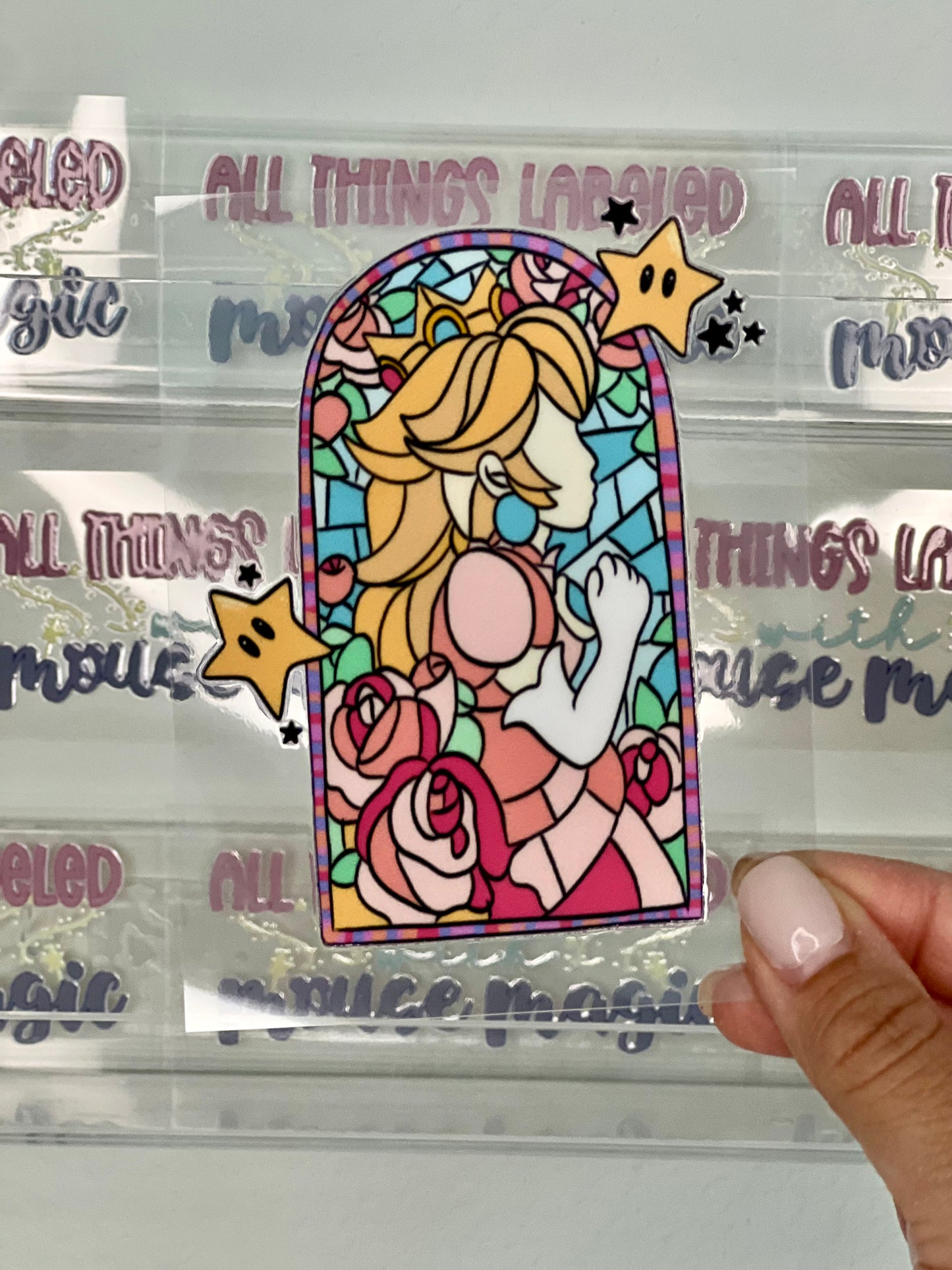 Princess Peach Glass UV DTF Super Mario Inspired Decal Peach Sticker | Ready to Apply Libby Cup Wrap