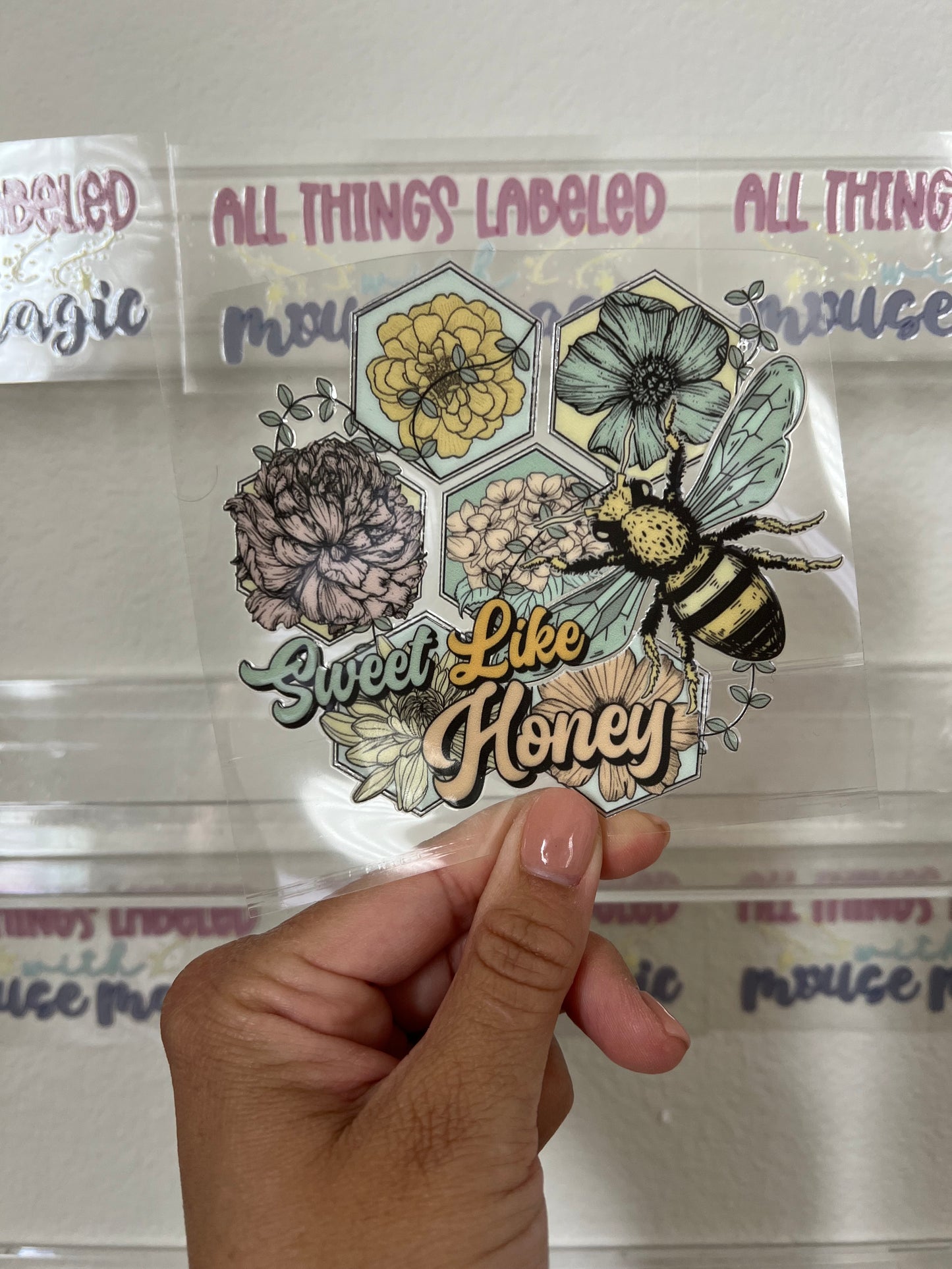 Sweet Like Honey UV DTF Decal Honey Bee Tumbler Ready to Apply Permanent Waterproof Spring Decal