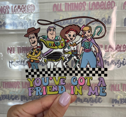 You’ve Got a Friend in Me Checkered Disney Inspired UV DTF Toy Story Permanent Stickers | 16oz Libby Cup Wrap