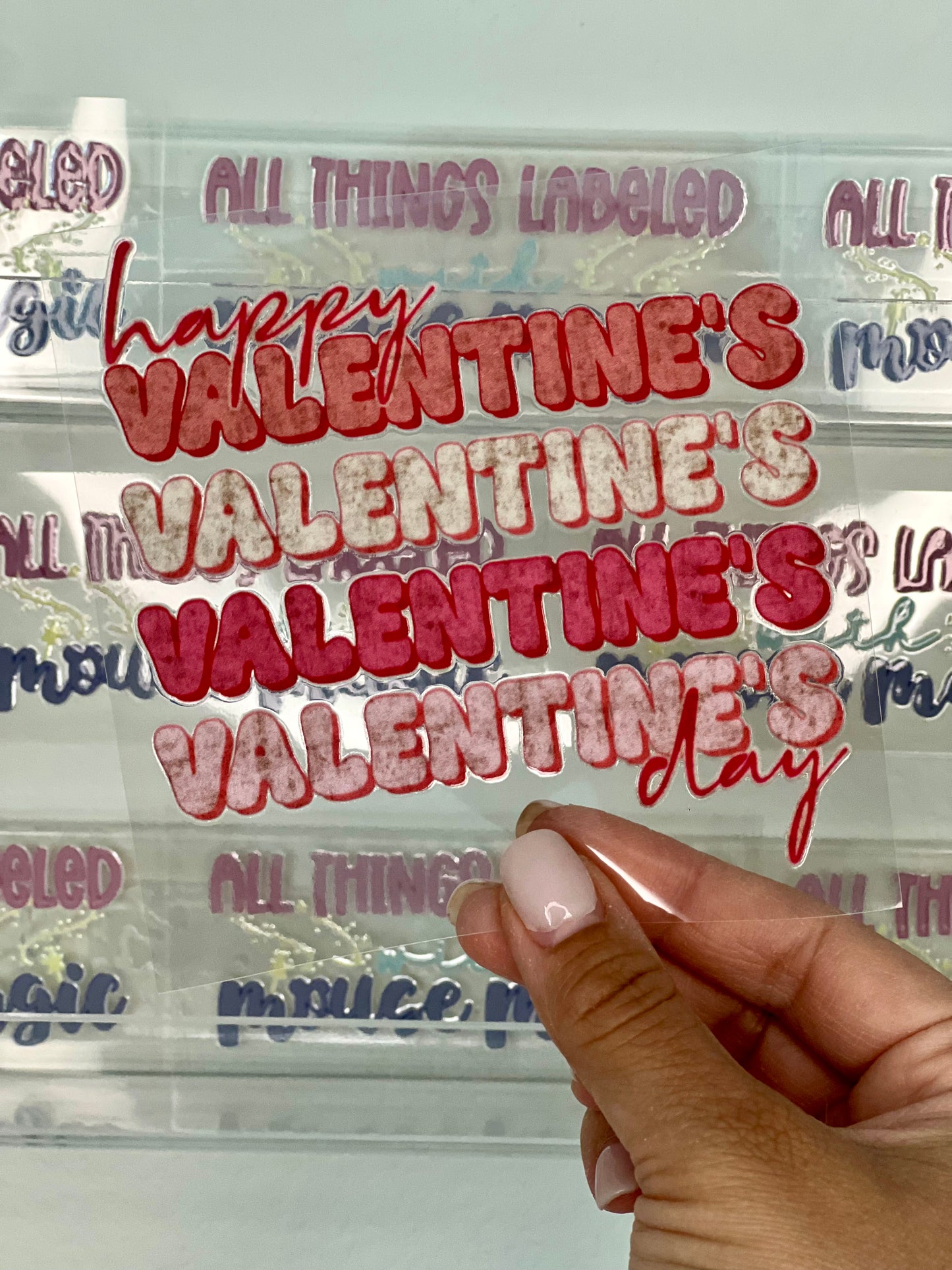 Happy Valentines Day UV DTF Vday Decal Galentines Sticker | Ready to Apply Transfer for Smooth Hard Surfaces