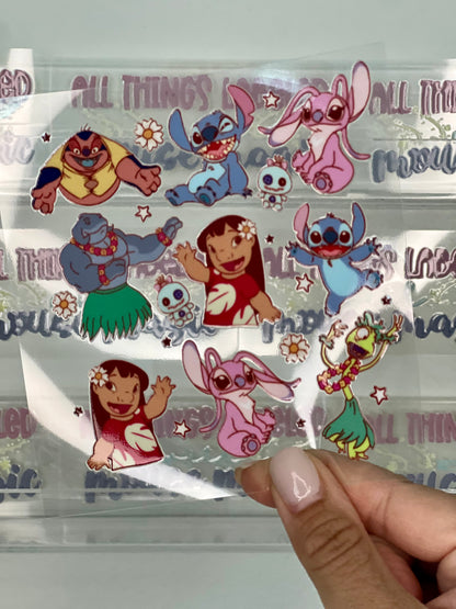 626 Friends Disney Inspired UV DTF Stitch Decal Lilo Permanent Sticker | Ideal for Cups and all Hard Surfaces