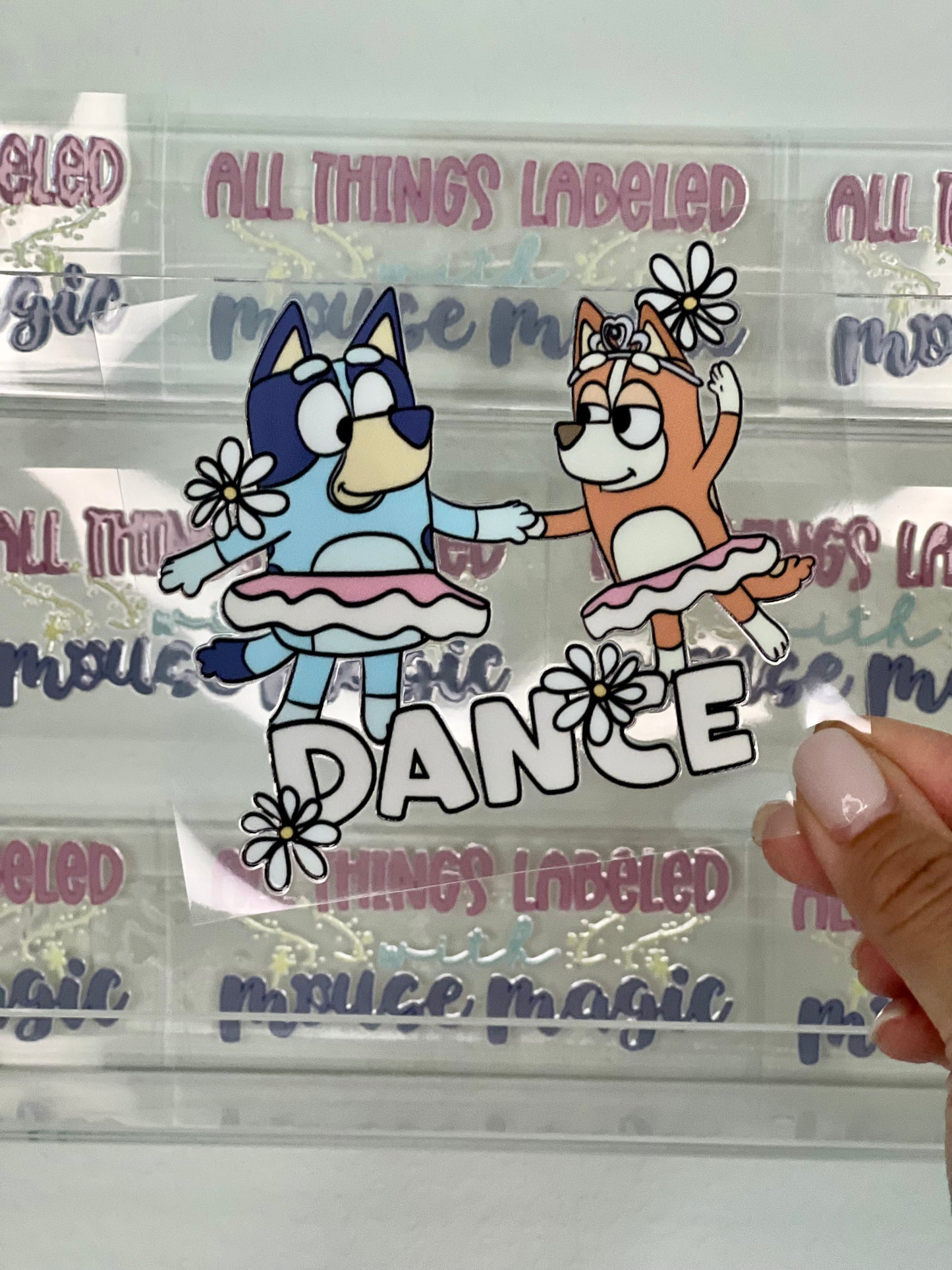 Dance Heeler Sisters UV DTF Disney Inspired Decal Ballerina Dog Sticker | Ready to Apply Waterproof Permanent Transfer