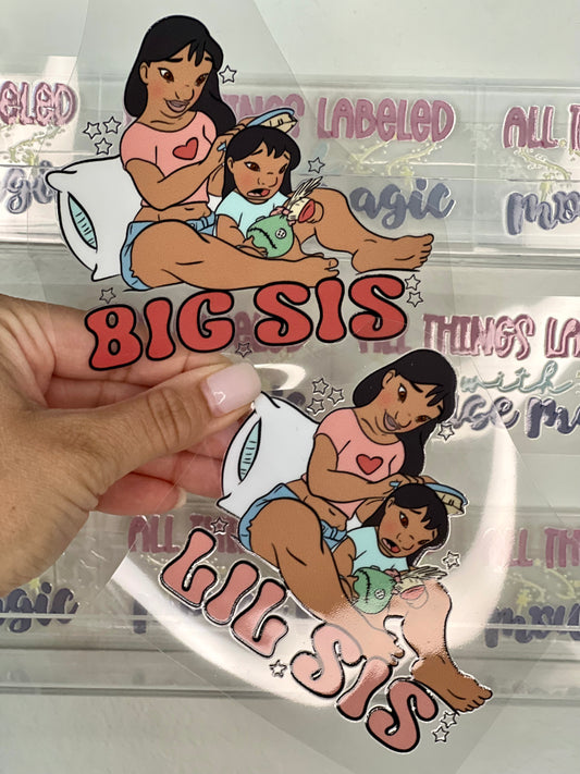 Big Sis Little Sis Disney Inspired UV DTF Lilo Permanent Nani Sticker | Ideal for Cups and all Hard Surfaces