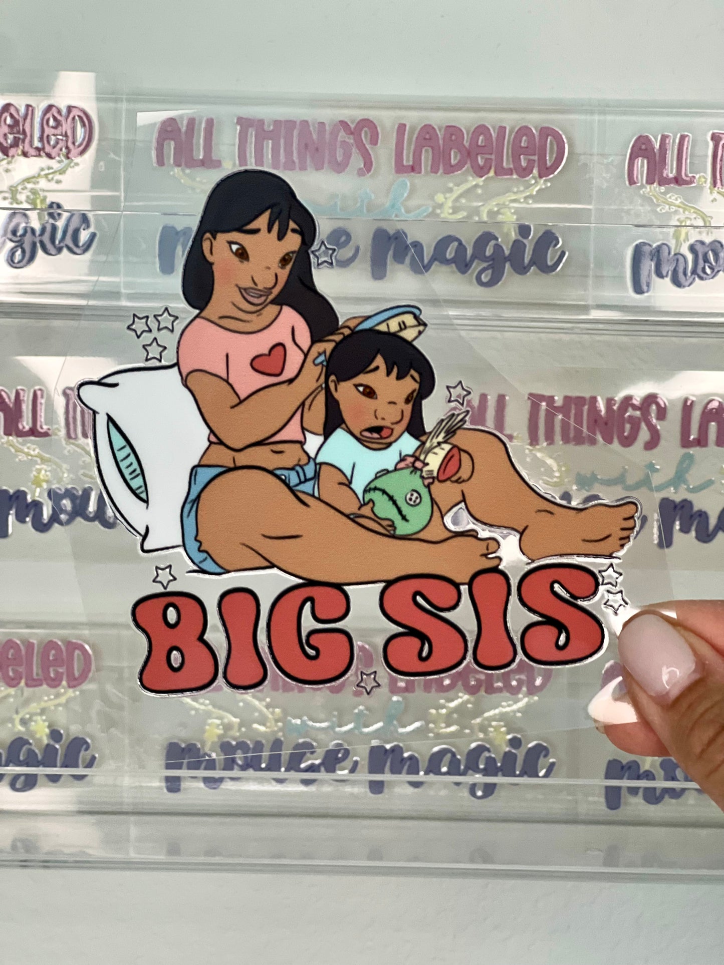 Big Sis Little Sis Disney Inspired UV DTF Lilo Permanent Nani Sticker | Ideal for Cups and all Hard Surfaces