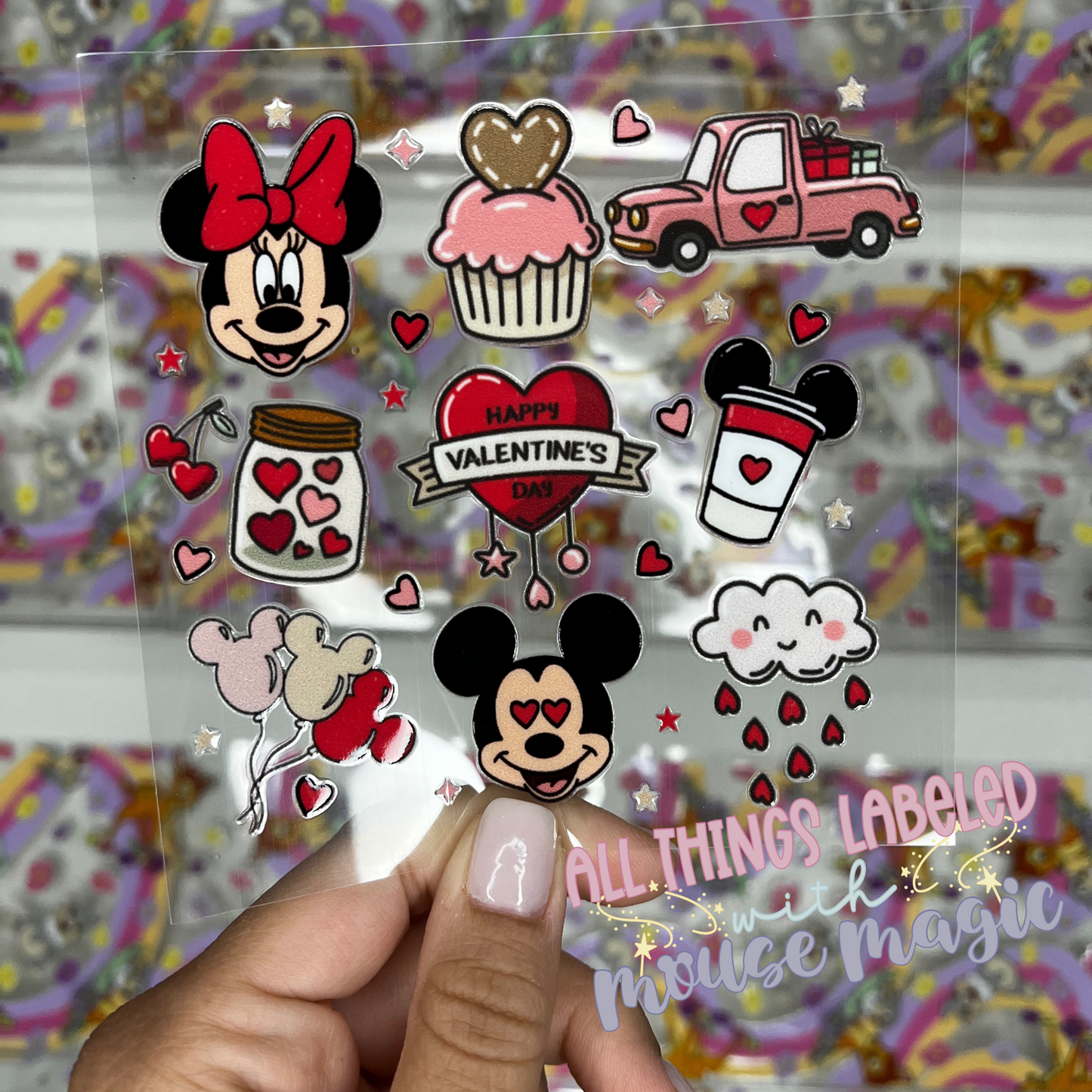 Mickey Valentine UV DTF Disney Inspired Decal Love Theme Sticker | Ready to Apply Magical Vday Libby Cup Wrap