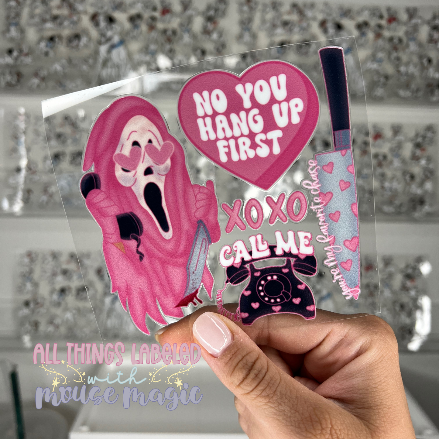 No You Hang Up First UV DTF Scream Decal XOXO Sticker Valentine Cup Wrap | Ready to Apply Waterproof Permanent