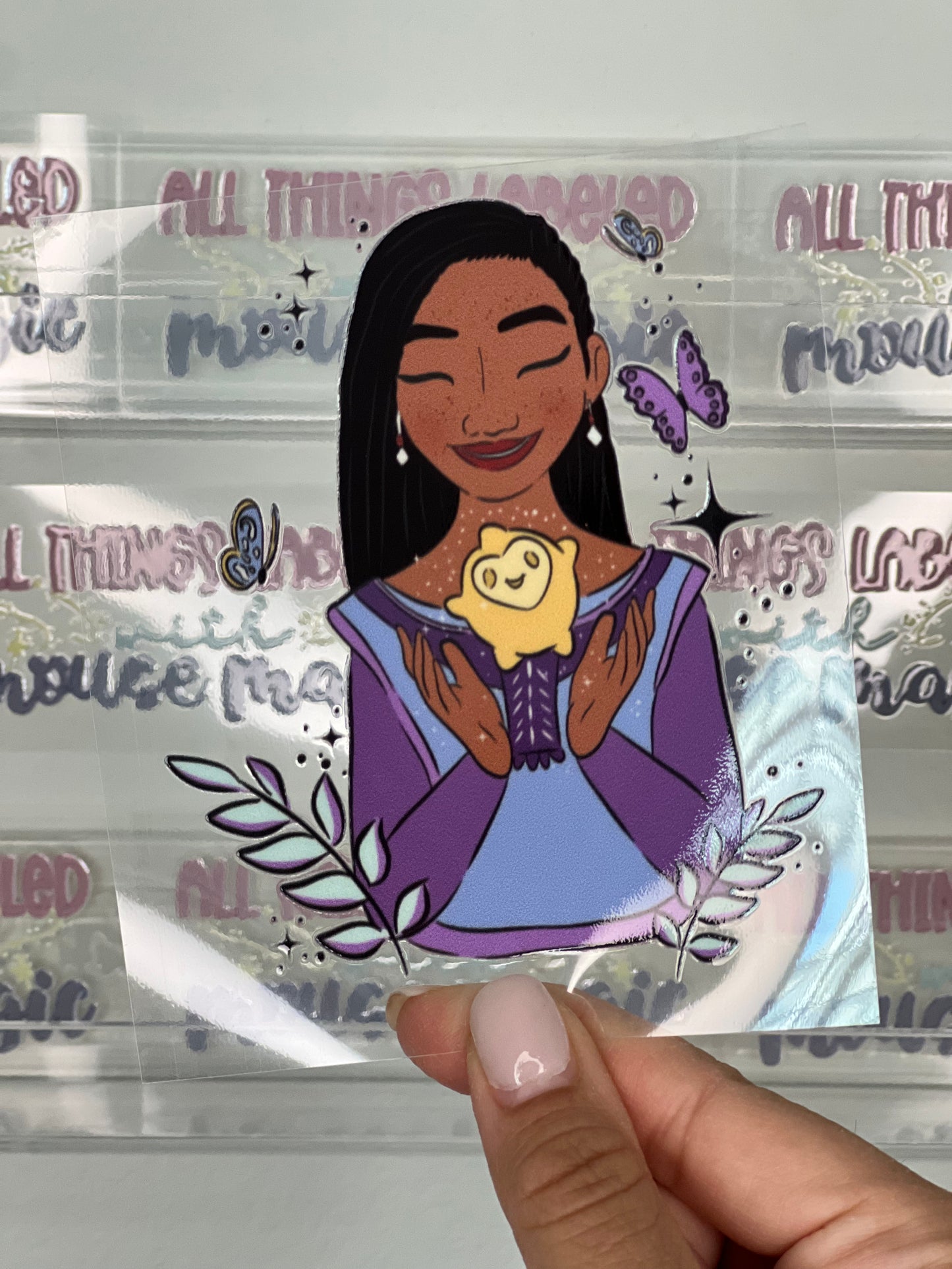 Wish UV DTF Disney Inspired Decal Asha Sticker | Ready to Apply Waterproof Permanent Transfer