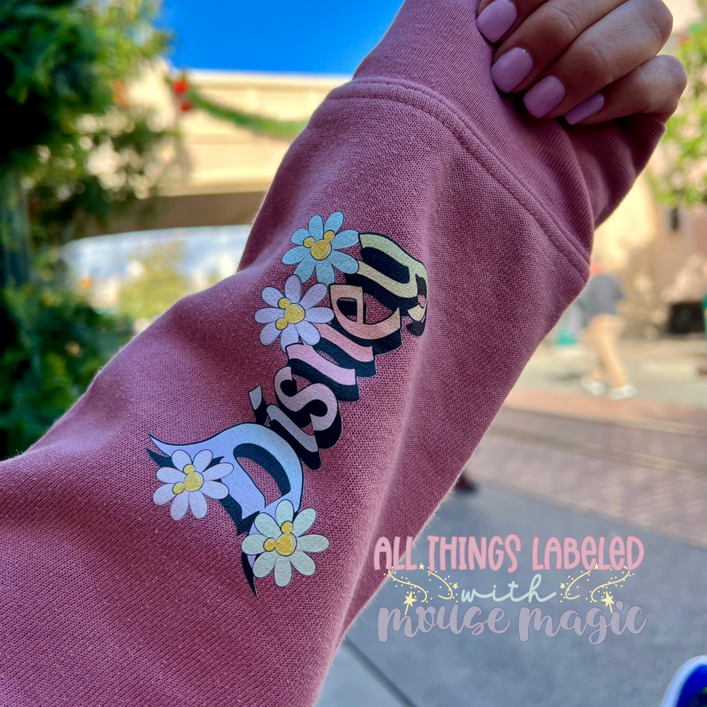 Floral Disney Pocket DTF Print Heat Transfer, T-shirt Transfer, Ready to Ship